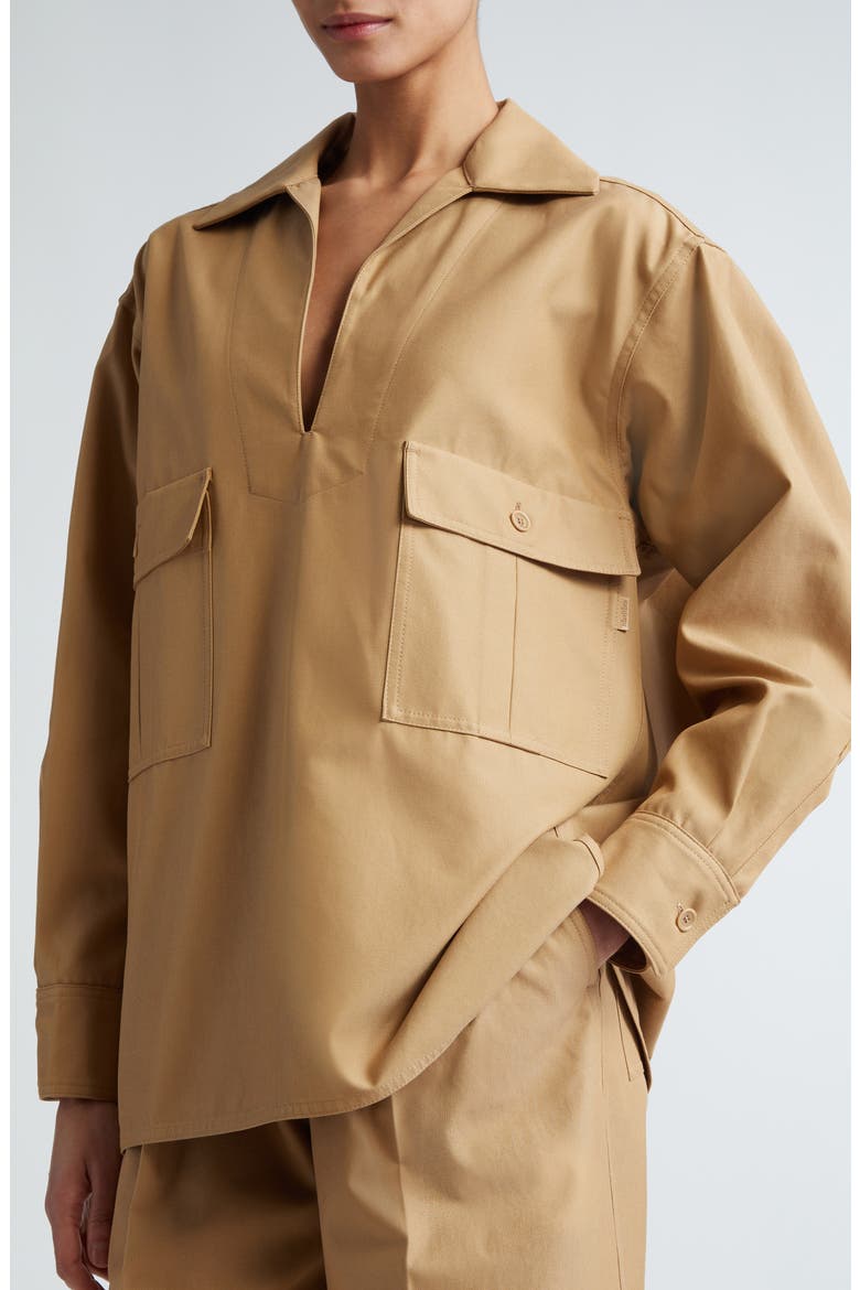 Ulrico Long Sleeve Cotton Top, Alternate, color, TOBACCO