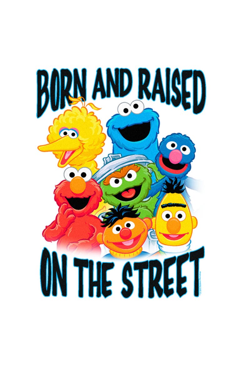 Men's Sesame Street Born and Raised on the Street Graphic T-Shirt, Alternate, color, White