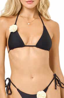 LSPACE Sofia Rose Appliqué Triangle Bikini Top