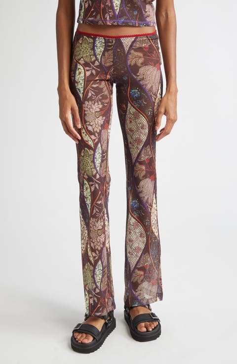 Flo Floral Paisley Mesh Flare Pants