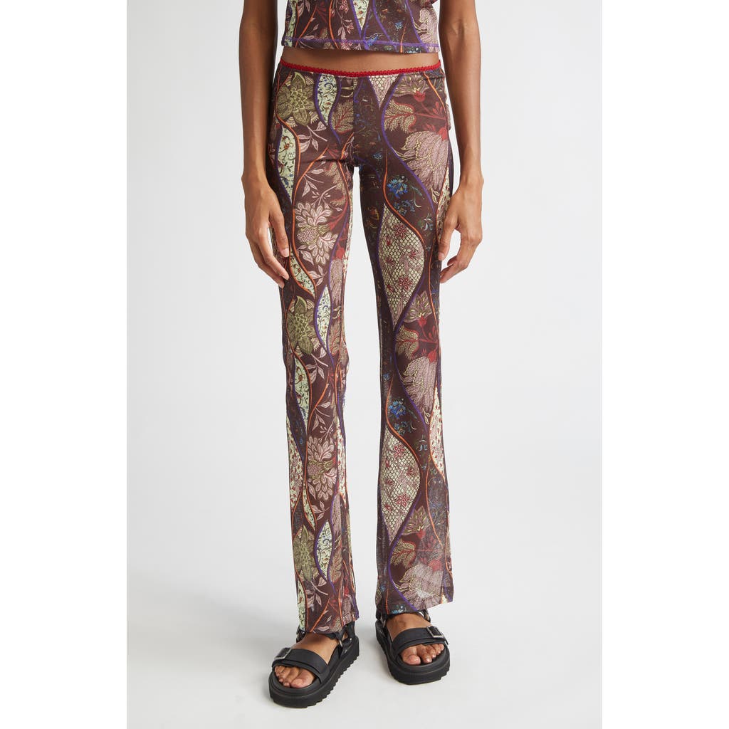 Siedres Floral-pattern Flared Trousers In Brown