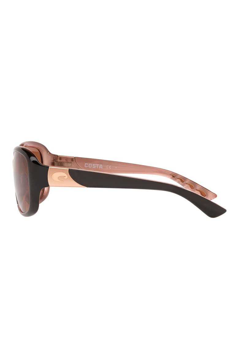 58mm Polarized Square Sunglasses, Alternate, color, SHINY BLACK