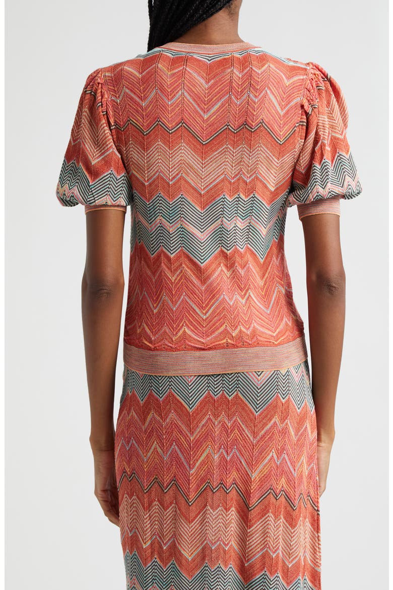 Priscilla Chevron Puff Sleeve Knit Crop Top, Alternate, color, SUNRISE