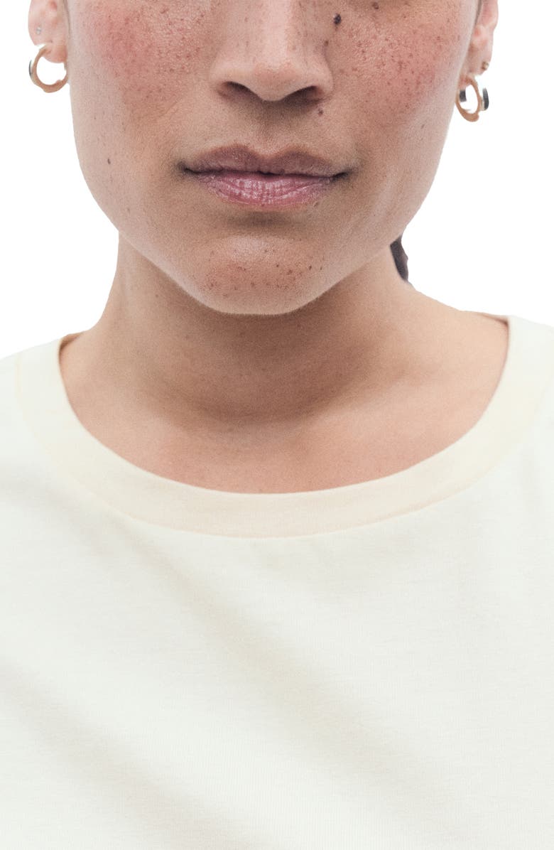 MANGO Floral Embroidered Cotton T-Shirt, Alternate, color, Ecru