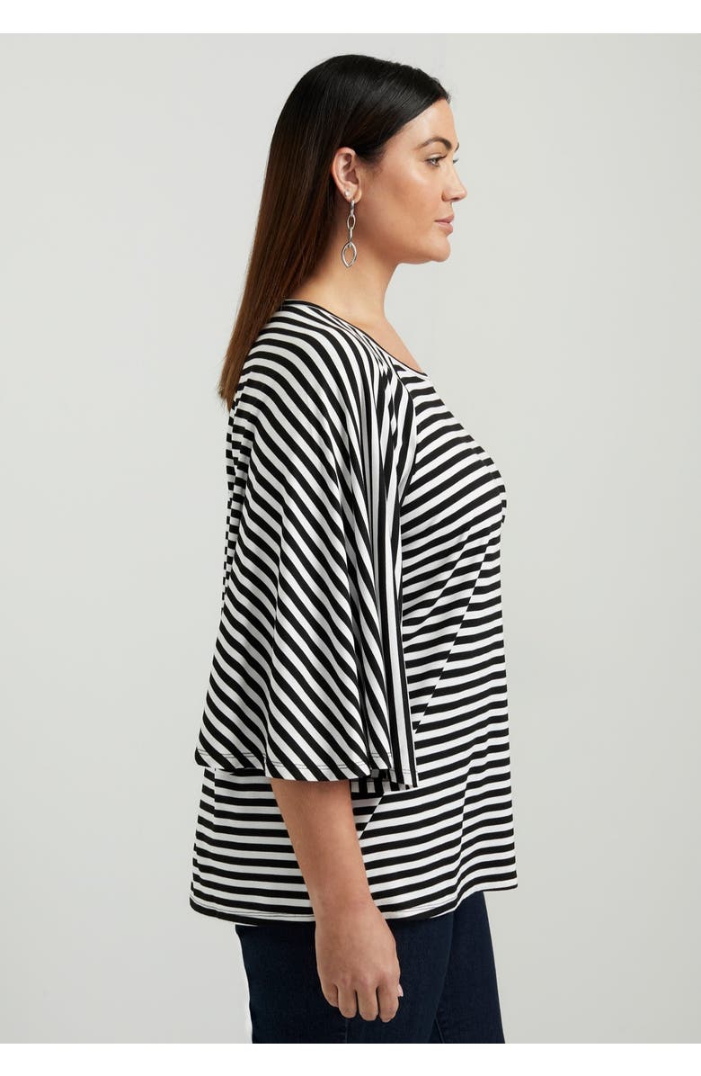 June + Vie Flared Raglan Sleeve Breton Tee, Alternate, color, Black Onyx