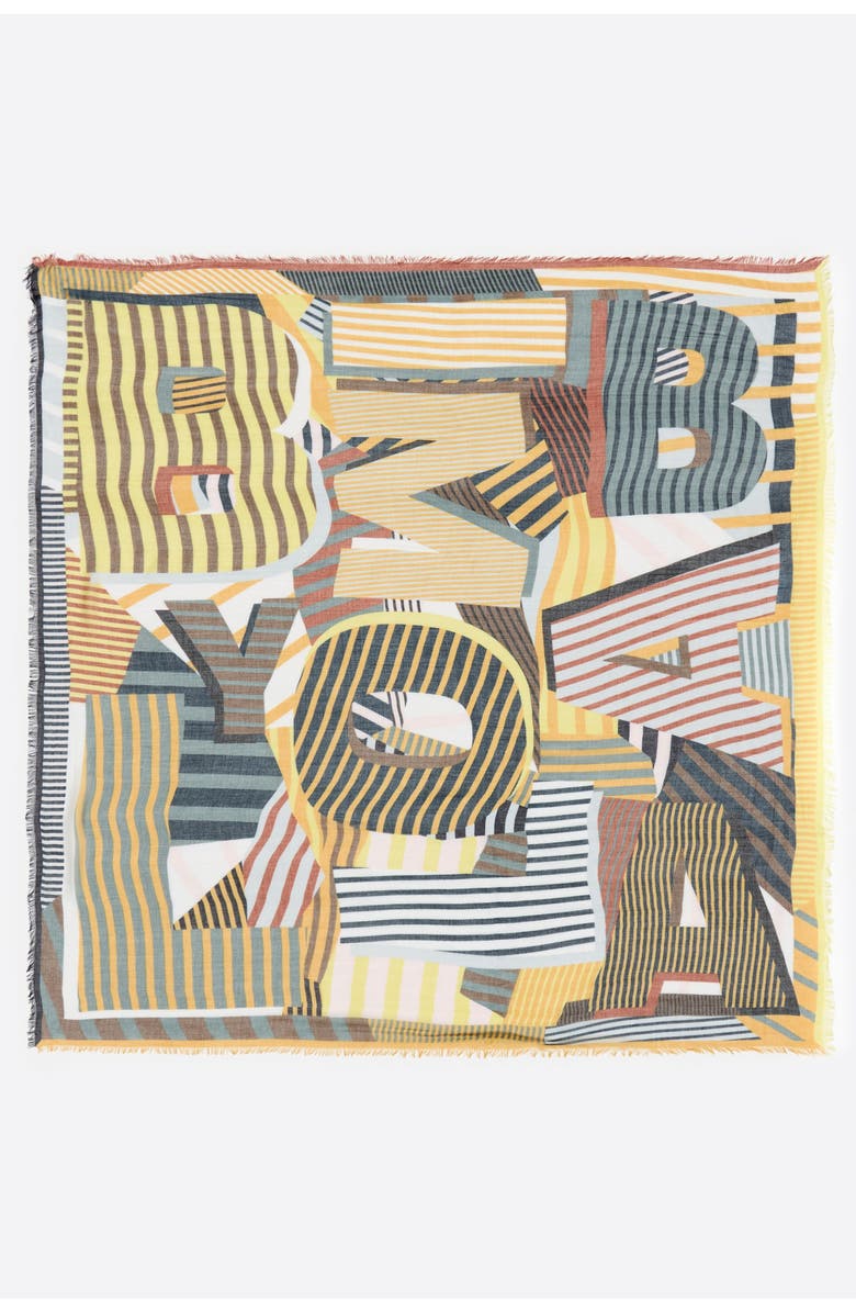 Bimba y Lola Geometric XL logo Shawl, Main, color, Lime