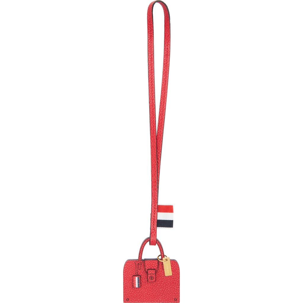 Shop Thom Browne Mr. Thom Pebble Grain Leather Bag Charm In Red