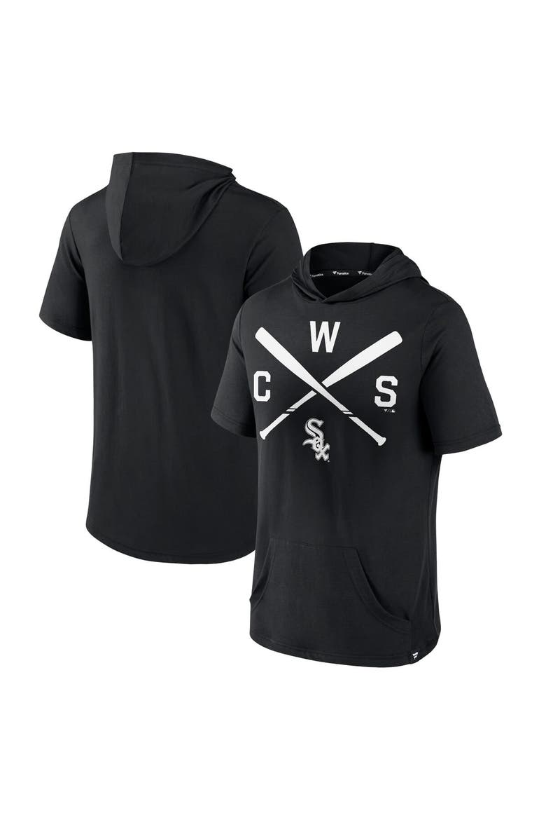 Men's Fanatics Branded Black Chicago White Sox Iconic Rebel Short Sleeve Pullover Hoodie, Main, color, Black