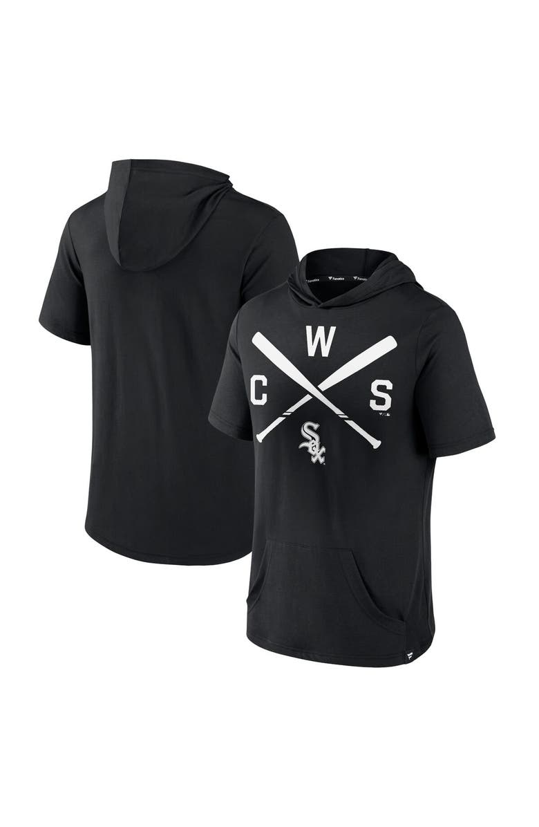 FANATICS Men's Fanatics Branded Black Chicago White Sox Iconic Rebel Short Sleeve Pullover Hoodie, Main, color, Black