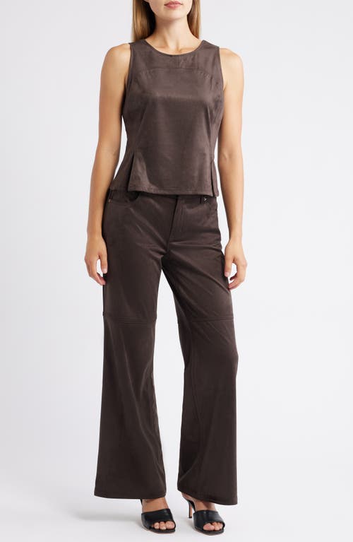 City Blues High Waist Wide Leg Faux Suede Jeans In Brown