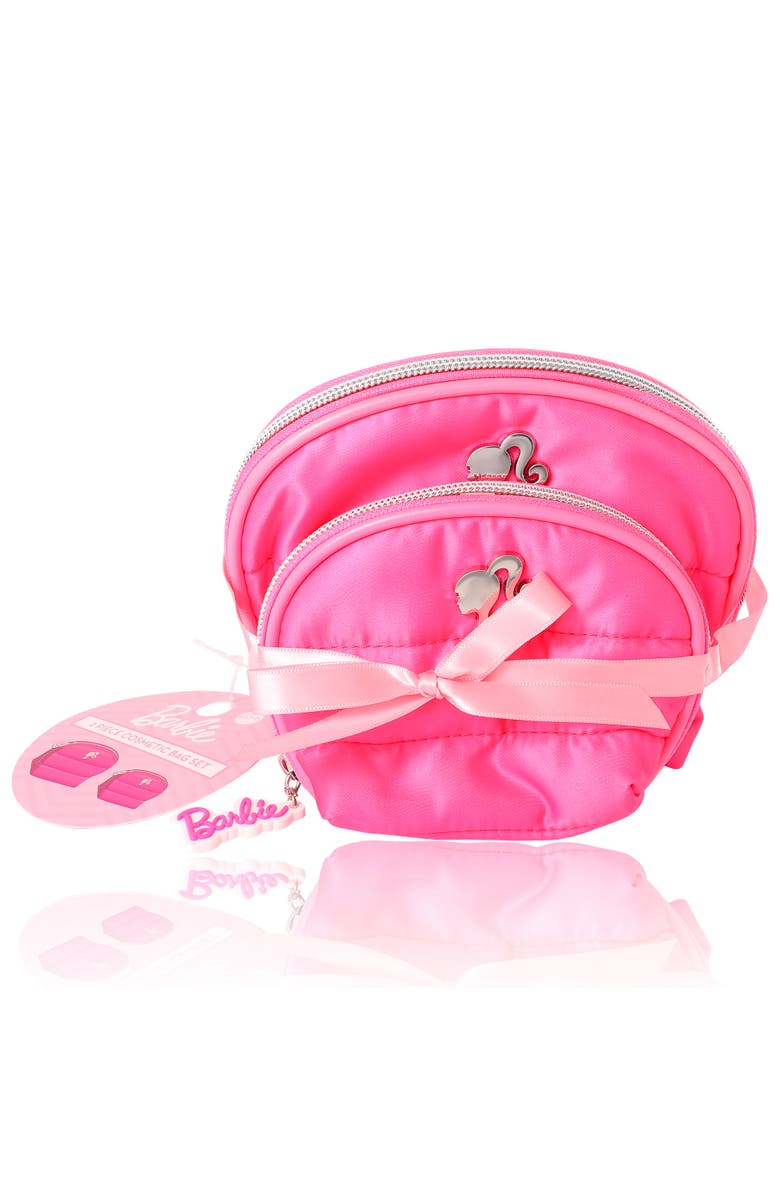 Barbie Pink Quilted Makeup Bag Set, Large and Small, Alternate, color, Pink