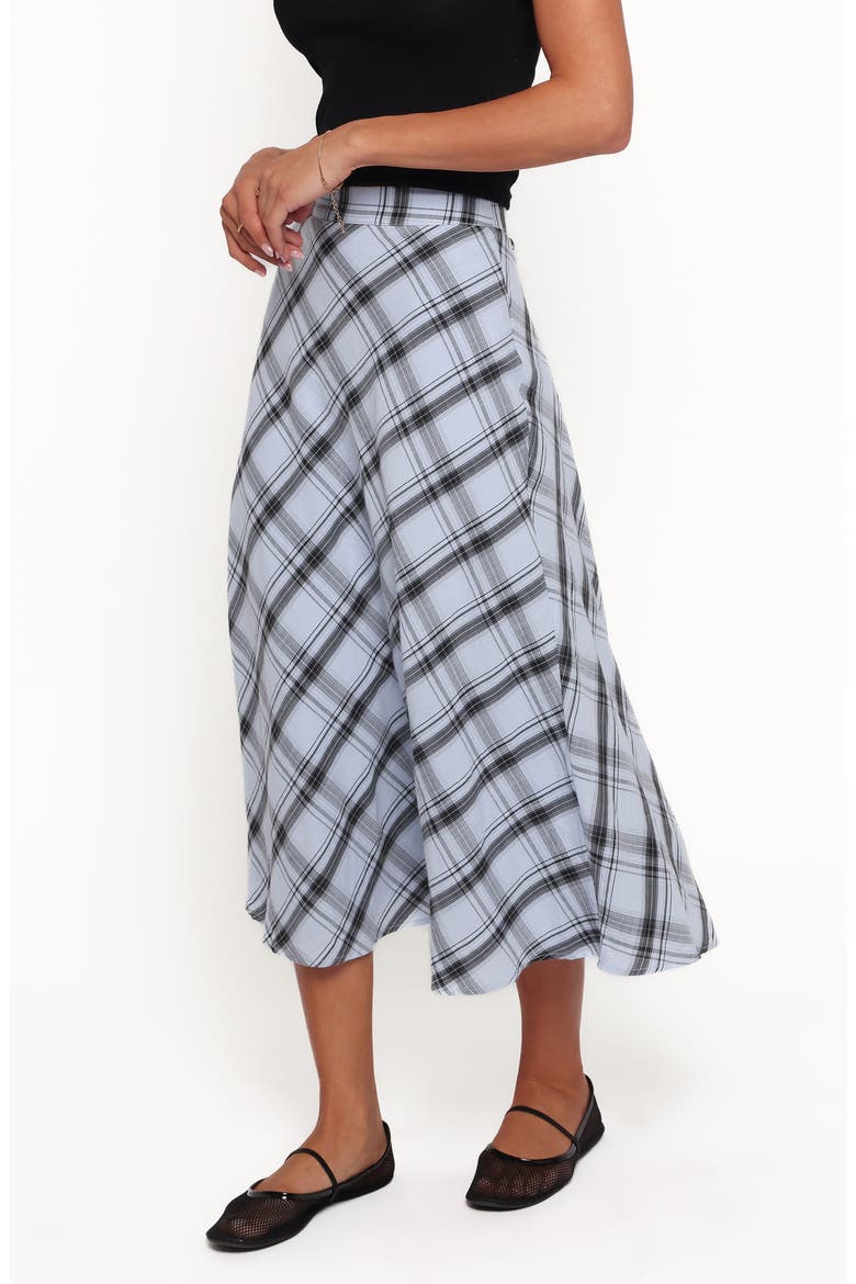 Piper Plaid Midi Skirt, Alternate, color, ICY BUE PLAID