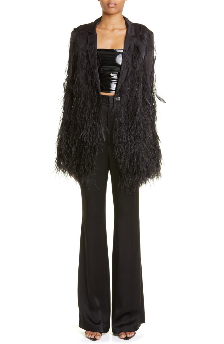 LAPOINTE High Waist Double Face Satin Flare Trousers, Alternate, color, 