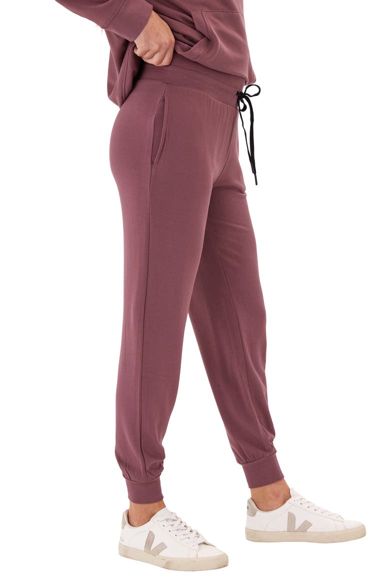 Connie Fleece Joggers, Alternate, color, ROSEWOOD/ BLACK