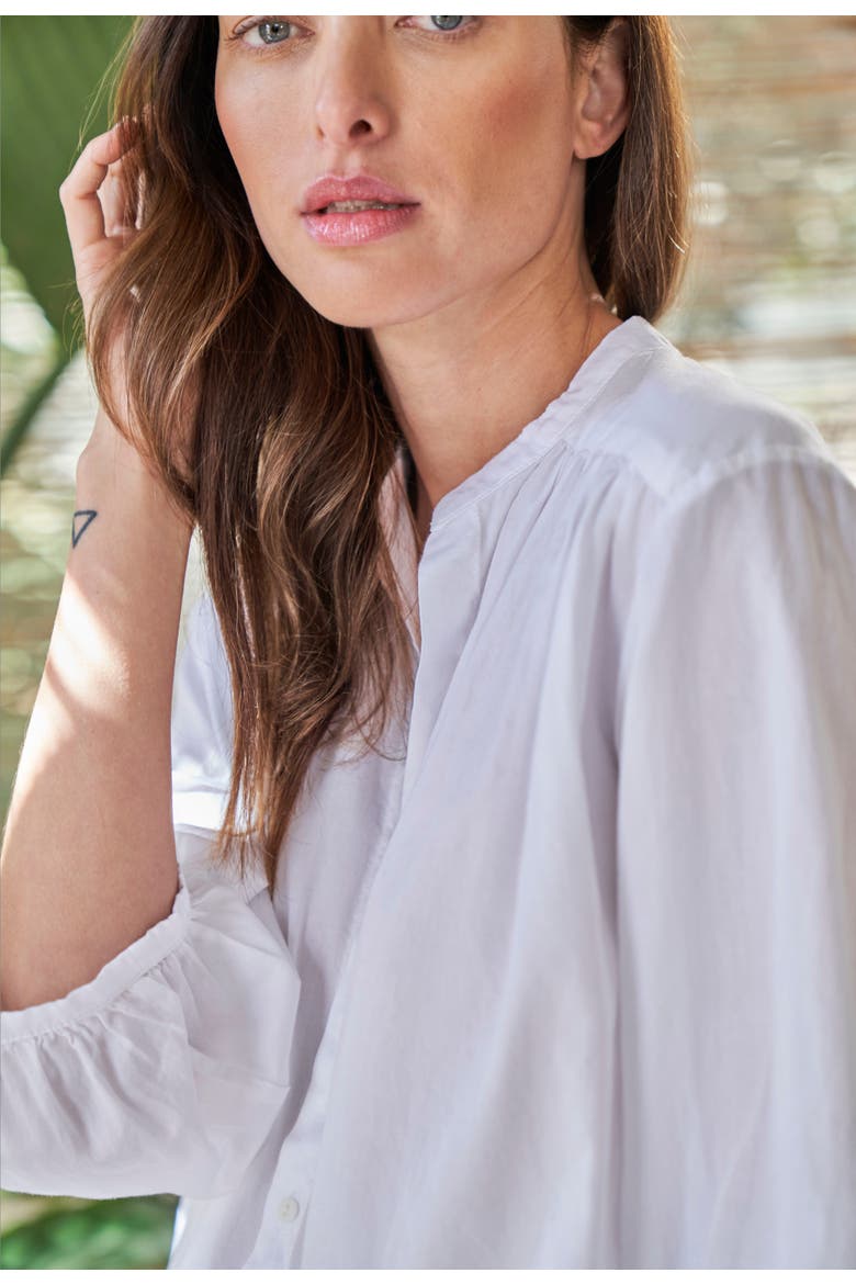 Cotton Poplin Peasant Top, Alternate, color, White