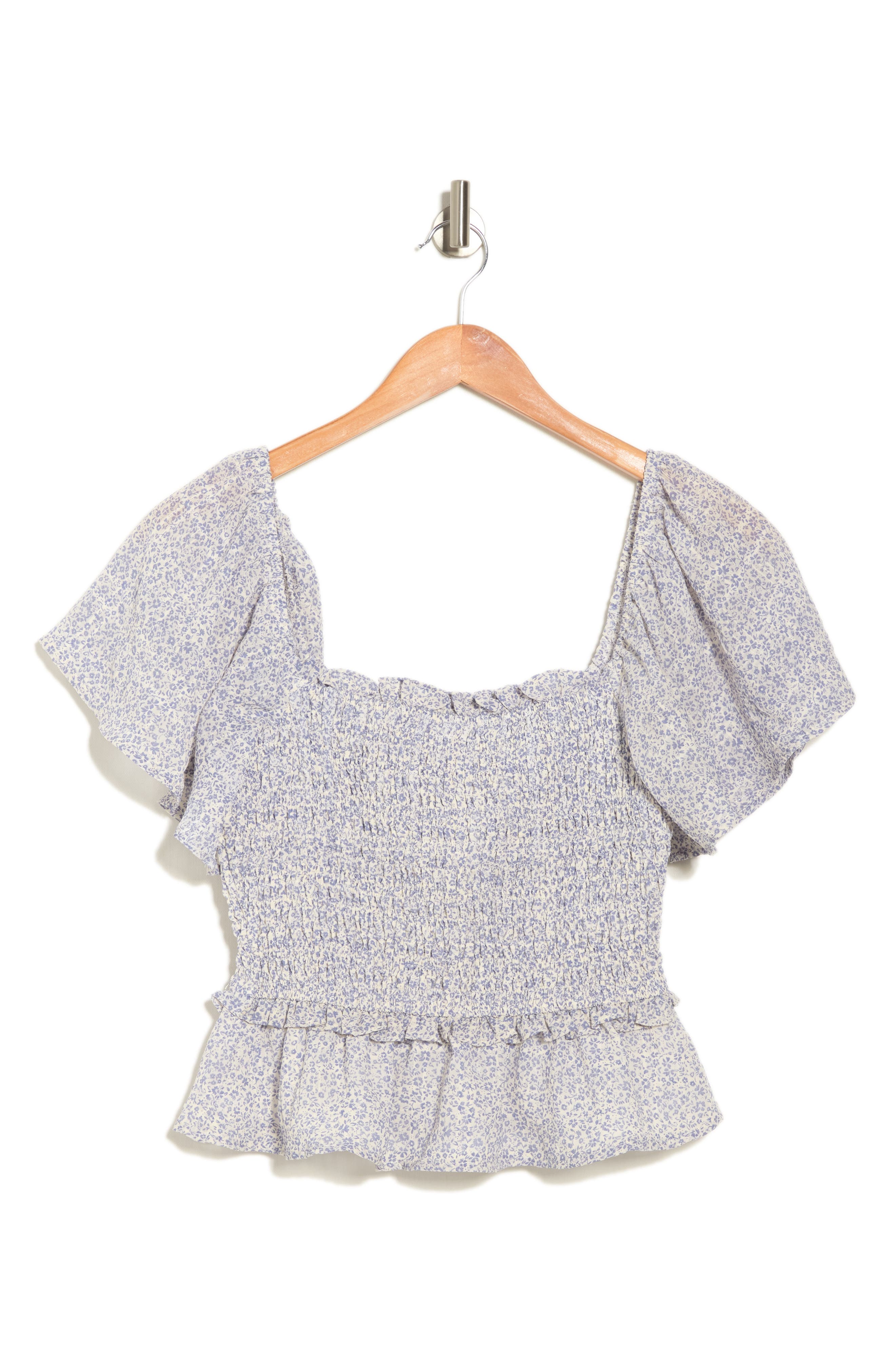 ASTR the Label Flutter Sleeve Smocked Top (Women) | Nordstromrack