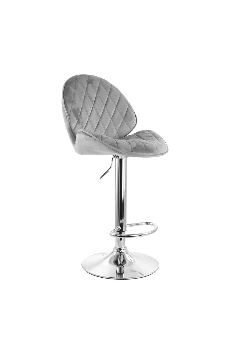 Elama 2 Piece Diamond Tufted Velvet Material Adjustable Bar Stool, Alternate, color, Gray