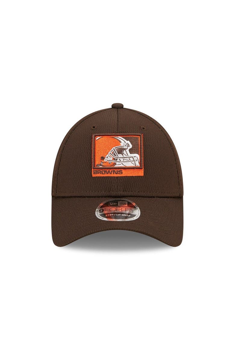 Men's New Era Brown Cleveland Browns Framed AF 9FORTY Snapback Hat, Alternate, color, Brown
