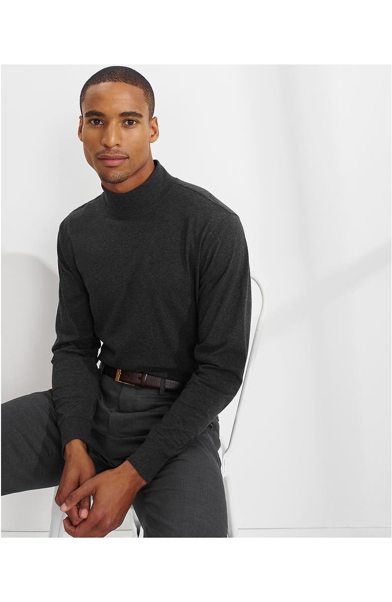Lands' End Super-T Mock Turtleneck, Alternate, color, Dark Charcoal Heather