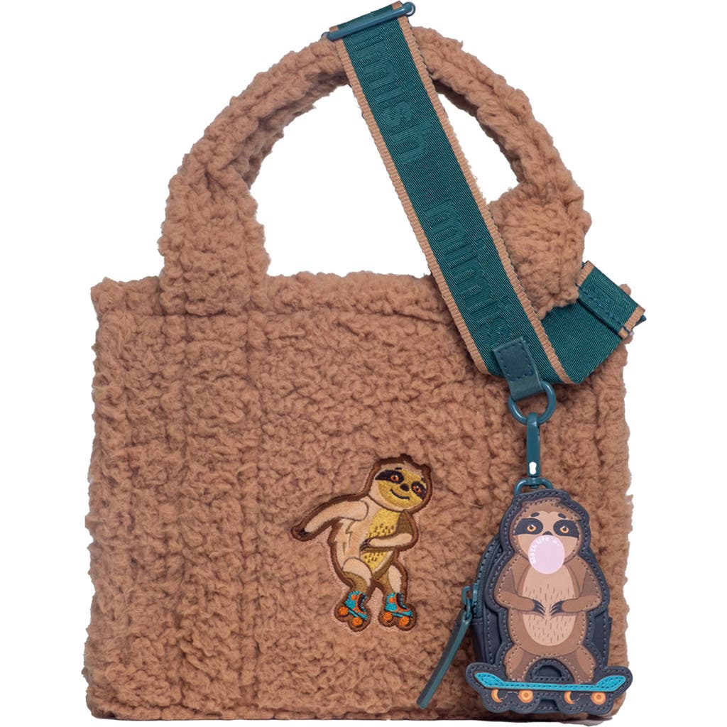 mimish Kids' Faux Shearling Tote in Skating Sloth  product