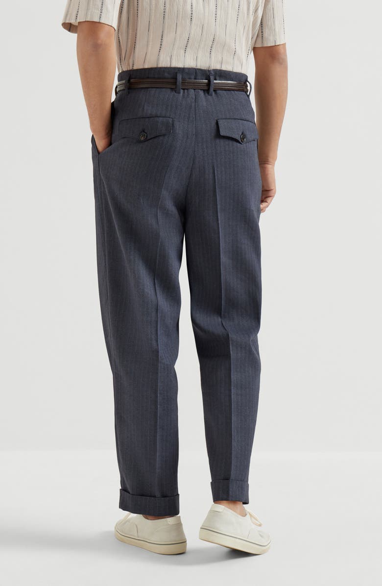 Brunello Cucinelli Chevron trousers, Alternate, color, Navy Blue