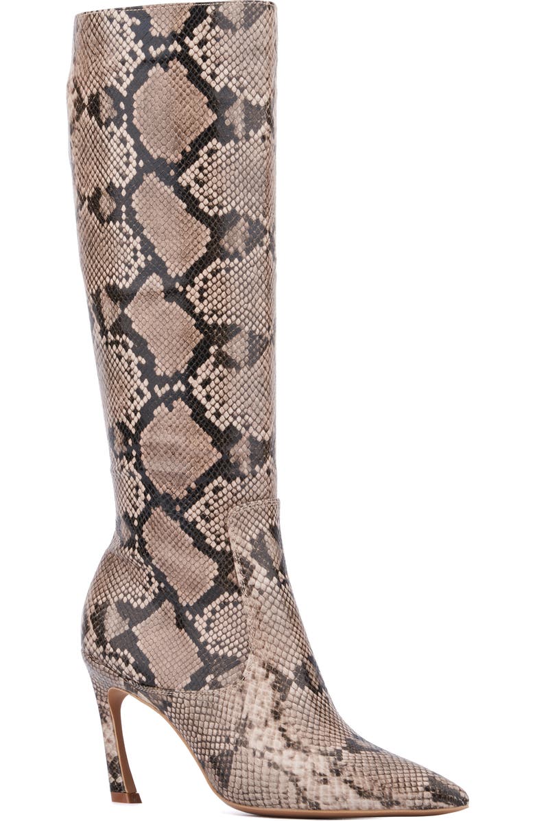 NEW YORK AND COMPANY Krystelle Knee High Boot, Main, color, Beige Snake