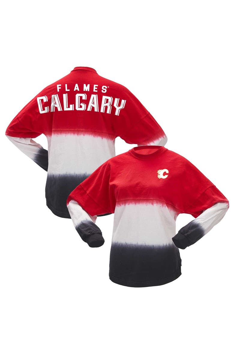 Women's Fanatics Branded Red/Black Calgary Flames Ombre Long Sleeve T-Shirt, Alternate, color, Red