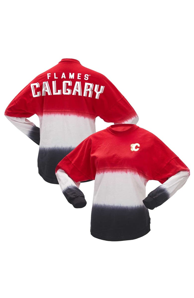 SPIRIT JERSEY Women's Fanatics Branded Red/Black Calgary Flames Ombre Long Sleeve T-Shirt, Alternate, color, Red