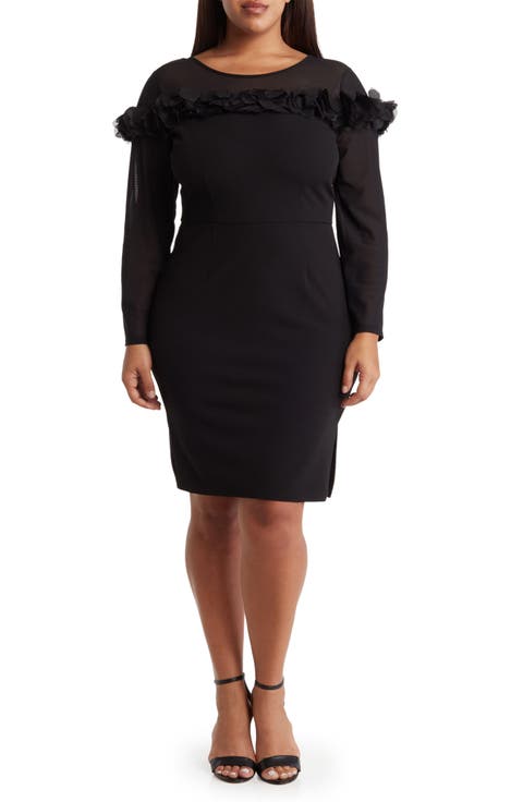 Rosette Long Sleeve Dress (Plus)