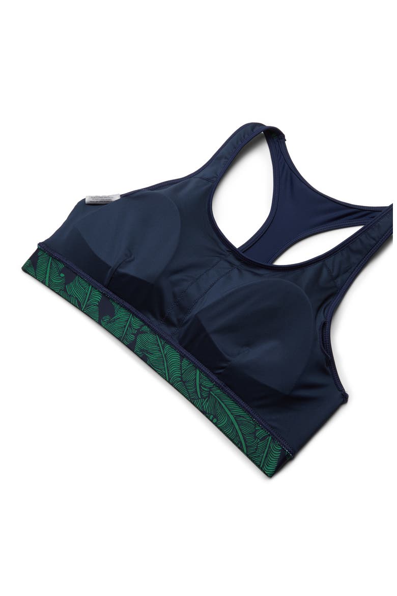 Anna Palm Leaf Sports Bra, Alternate, color, NAVY/ GREEN