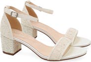 Kailee P Jackie Crochet Lace Block Heel Wedding Sandals