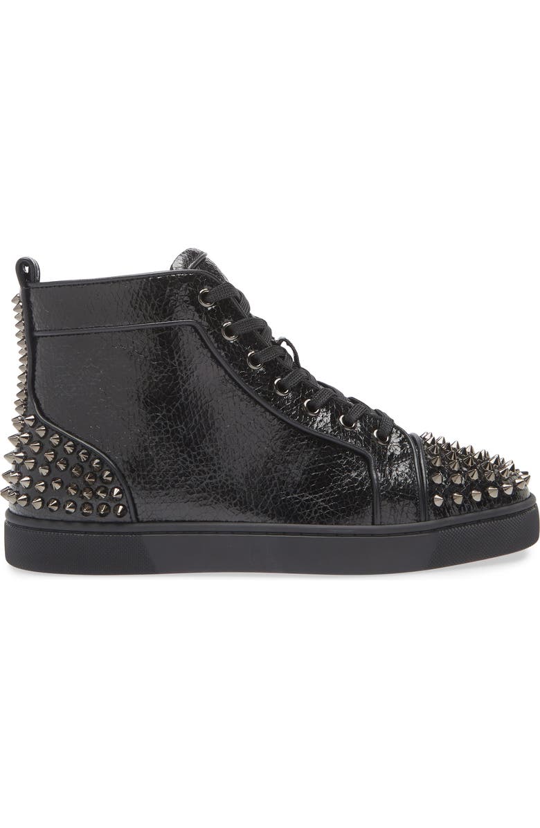 Christian Louboutin Lou Spikes 2 Flat Snakeskin Embossed High Top Sneaker, Alternate, color,