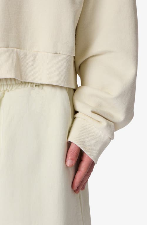 Mnml Crop Cotton Crewneck Sweatshirt In White