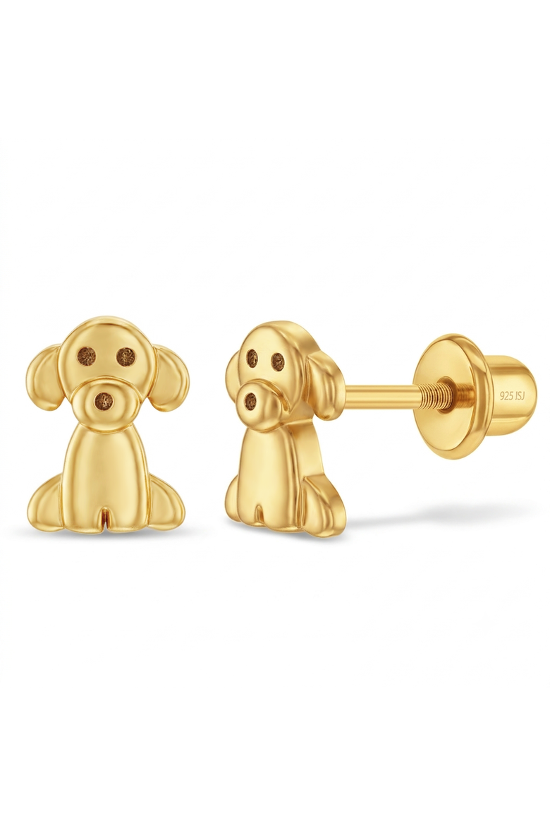Puppy Dog Plated Earrings, Main, color, Silver