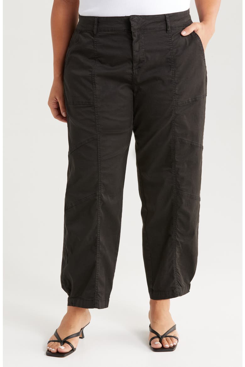 Sahara Tapered Stretch Cotton Utility Pants, Main, color, BLACK