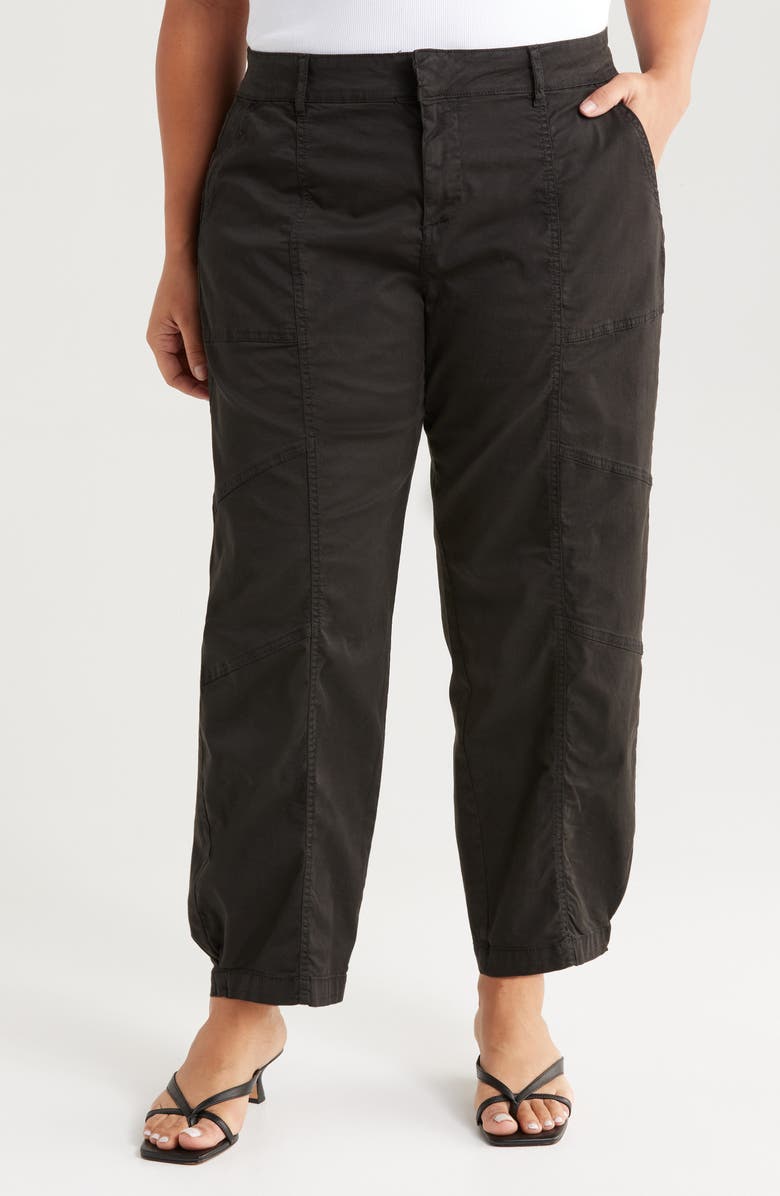 Sanctuary Sahara Tapered Stretch Cotton Utility Pants, Main, color, Black