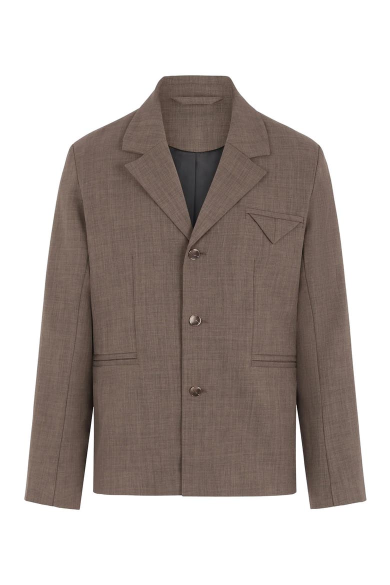Bastien Single Breasted Hatched Tailored Suit Jacket, Alternate, color, Light Brown