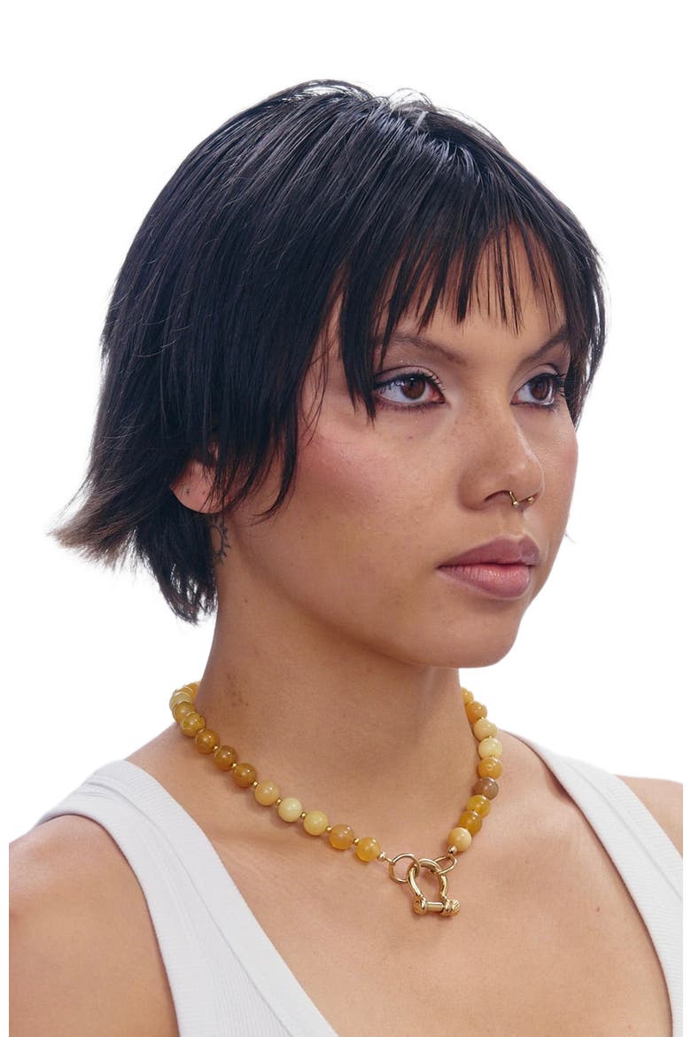 Sonny Smooth Yellow Opal Gold Plated Necklace, Alternate, color, Yellow
