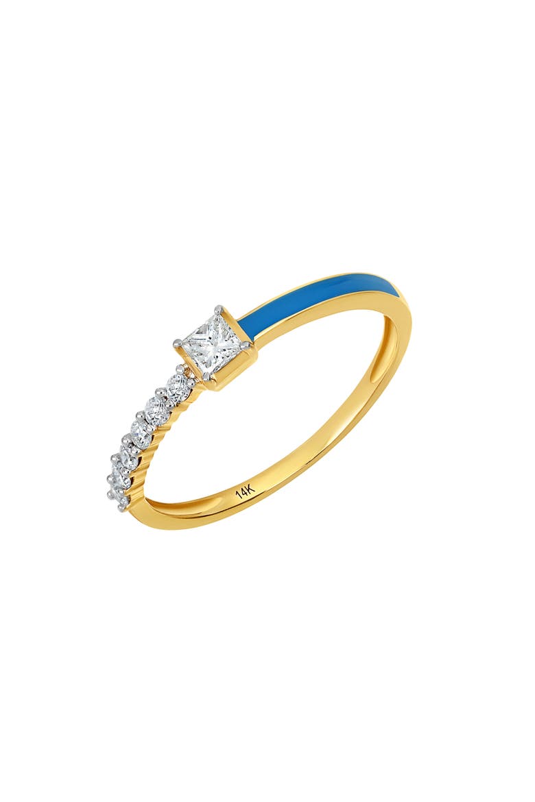 Diamond & Dark Blue Enamel Ring - 0.3ct. (Nordstrom Exclusive), Main, color, 14K YELLOW GOLD/ BLUE