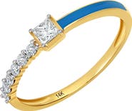 Carrière Jewelry Diamond & Dark Blue Enamel Ring - 0.3ct.