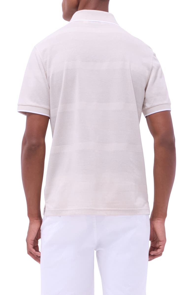 Bugatchi Tipped Johnny Collar Polo, Alternate, color, Almond