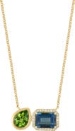 EFFY Gold Plated Sterling Silver Peridot & Topaz Pendant Necklace