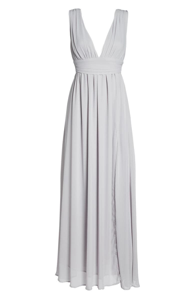 Lulus Plunging V-Neck Chiffon Gown, Alternate, color, 
