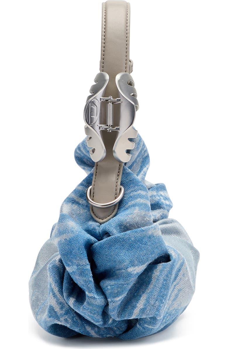 DIESEL<sup>®</sup> Grab-D-Small Scrunched Satin Denim Hobo Bag, Alternate, color, Blue