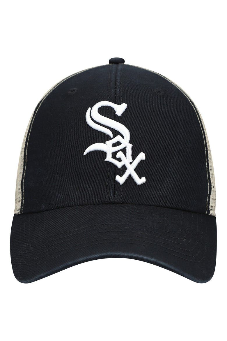 Men's '47 Black/Natural Chicago White Sox Flagship Washed MVP Trucker Snapback Hat, Alternate, color, Black