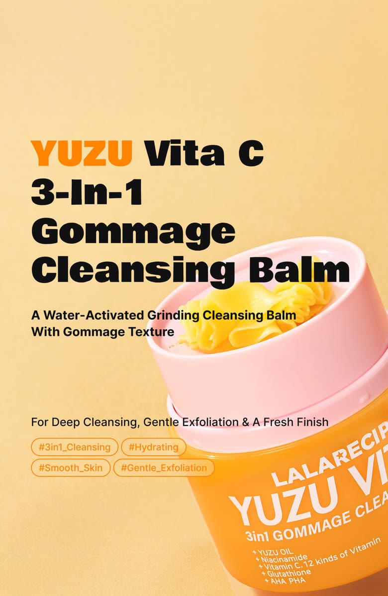 LALA Recipe Yuzu Vita C 3-in-1 Gommage Cleansing Balm, Alternate, color, Yellow