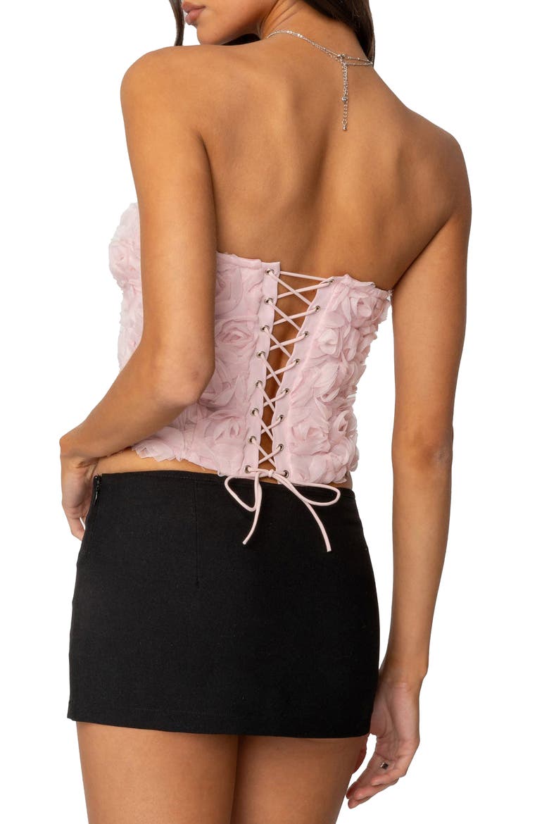 Rosee Floral Appliqué Strapless Corset, Alternate, color, LIGHT-PINK