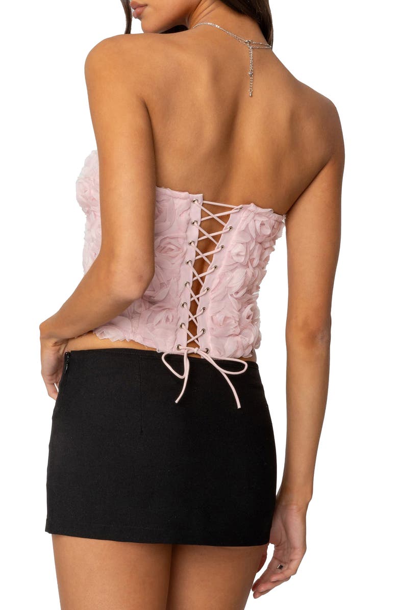 EDIKTED Rosee Floral Appliqué Strapless Corset, Alternate, color, Light-Pink