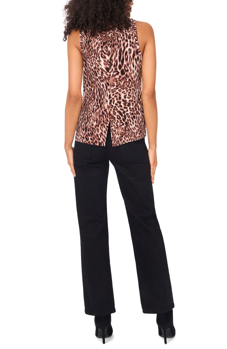 Vince Camuto Leopard Print Sleeveless Shell, Alternate, color, Rich Taupe