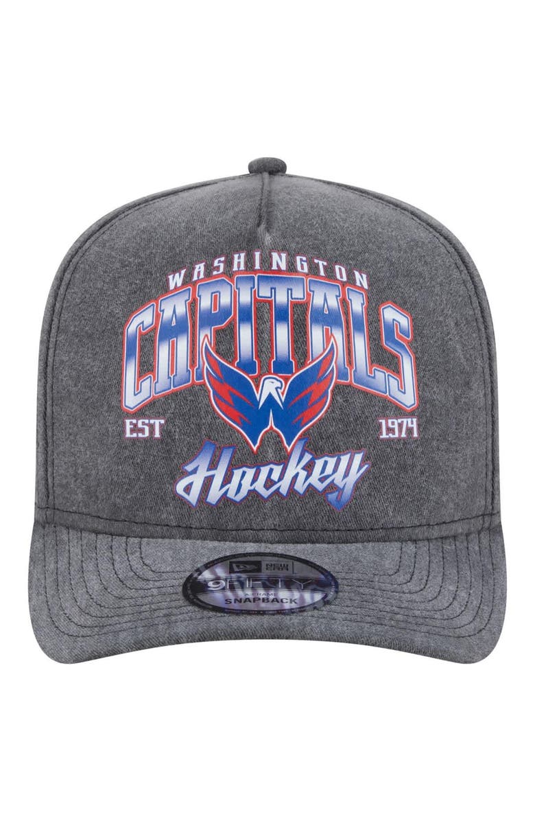 New Era Men's New Era  Charcoal Washington Capitals Throwback Washed A-Frame Pre-Curved 9FIFTY Snapback Hat, Alternate, color, 